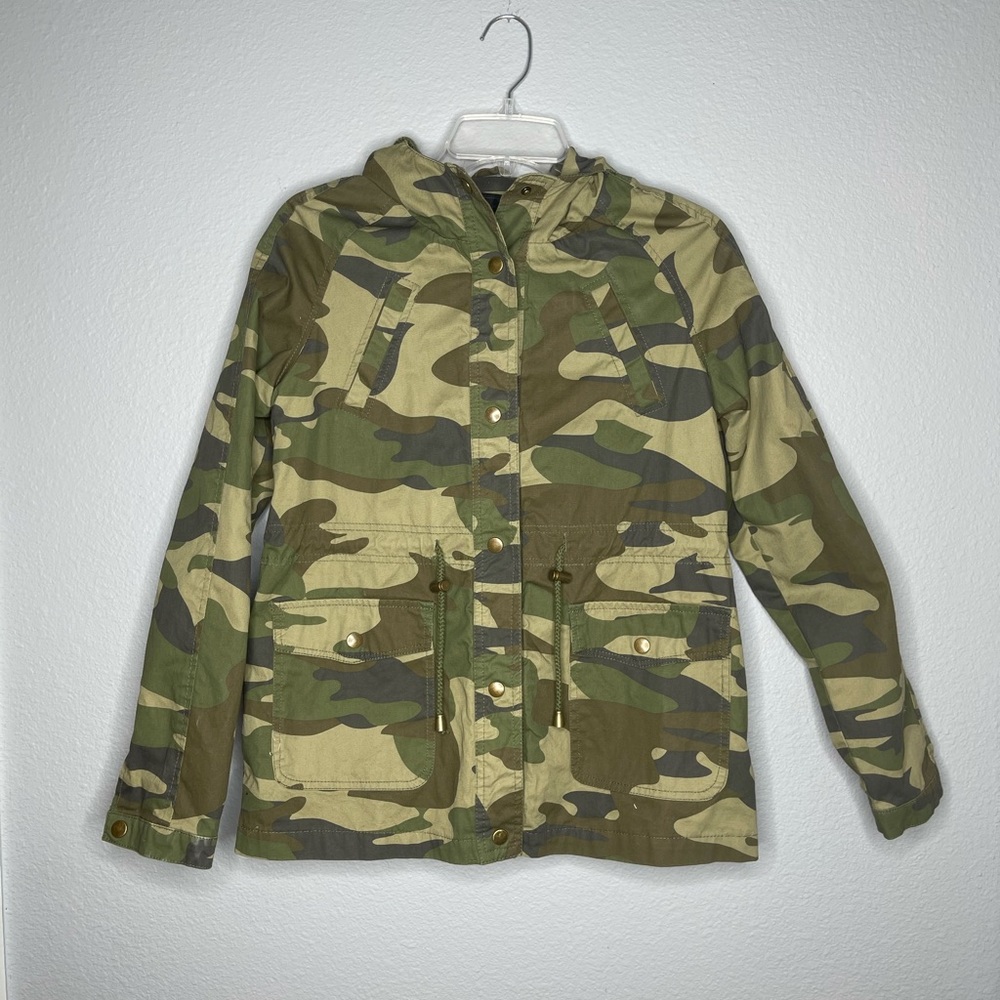 Miss London Camo Print Jacket with Bronze Details
